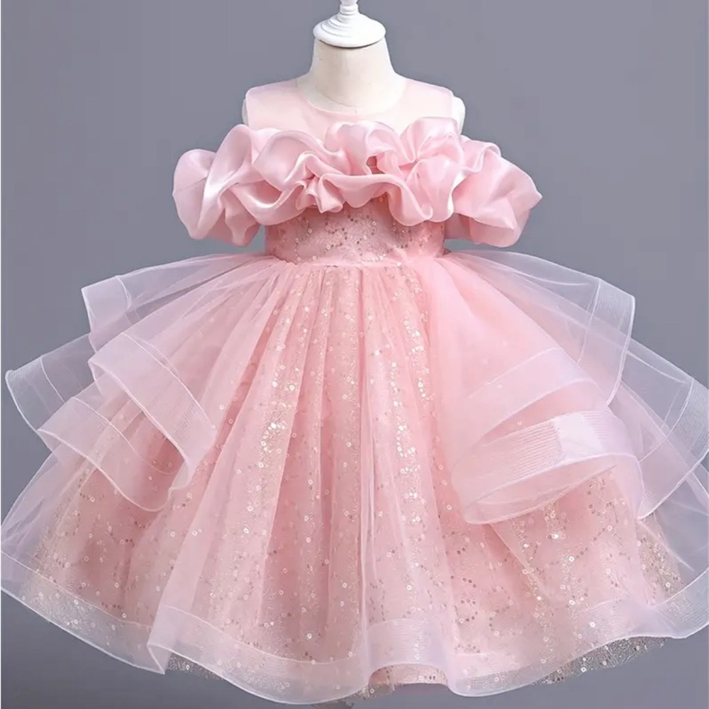 Pink Ruffled Tulle Dress
